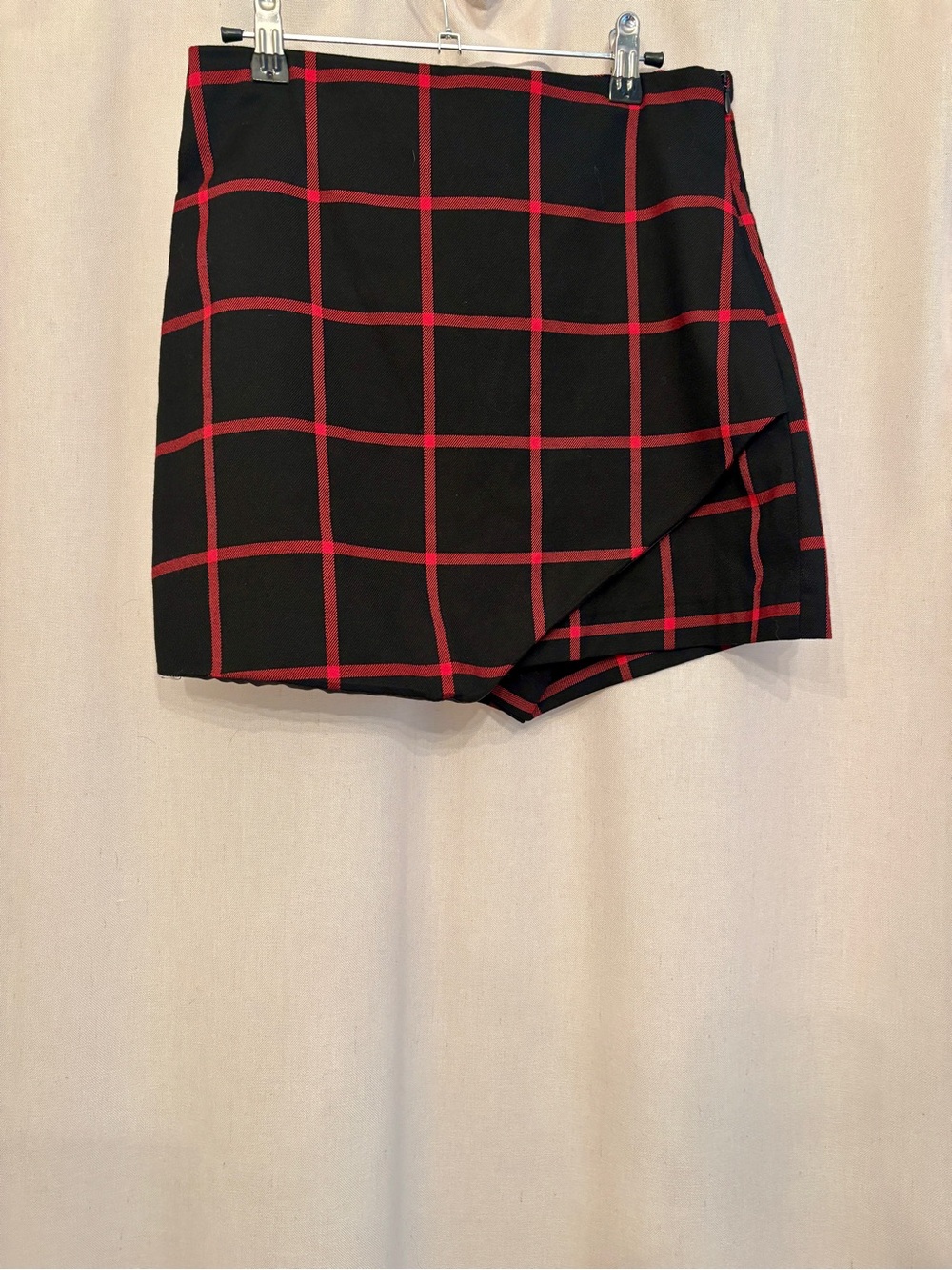 Zara Plaid Wrap-Front Skort — Size M